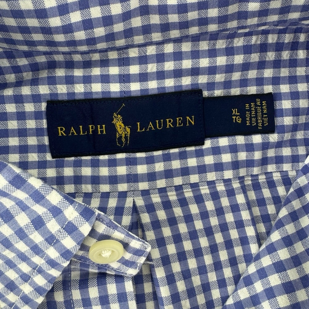 Ralph Lauren Short Sleeve Pony Button Up Shirt Mens XL Blue Plaid - Picture 6 of 11